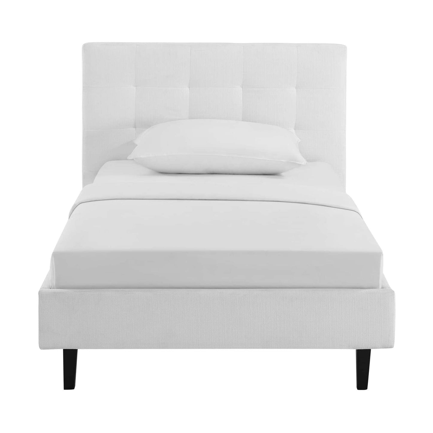 Bed | CasaFoyer Linnea Platform Bed | Elegant Upholstered Tufted Headboard | Solid Wood Legs | No Box Spring Needed | Supports Memory Foam, Spring, Latex, Hybrid Mattresses | Chic-Luxe Look | 1300 lbs Weight Capacity | Full Bed Frame Included (White) | casafoyer.myshopify.com