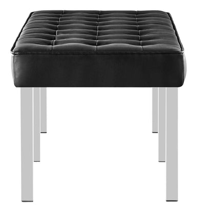 ottomans | CasaFoyer Loft Tufted Button Faux Leather Accent Entryway Bench | Contemporary Design | Stainless Steel Frame | Silver Legs | 300 lb Weight Capacity | casafoyer.myshopify.com