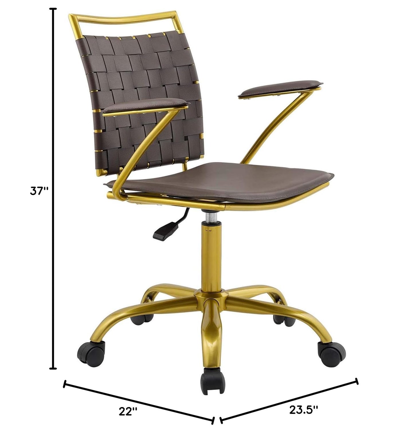 home office desk chairs | CasaFoyer Fuse Office Chair | Contemporary Design | Adjustable Height | Faux Leather Webbing Back | Foam Cushion | Gold-Plated Base | Padded Armrests | Dual-Wheeled Casters | Productive & Fashionable Workspace | casafoyer.myshopify.com