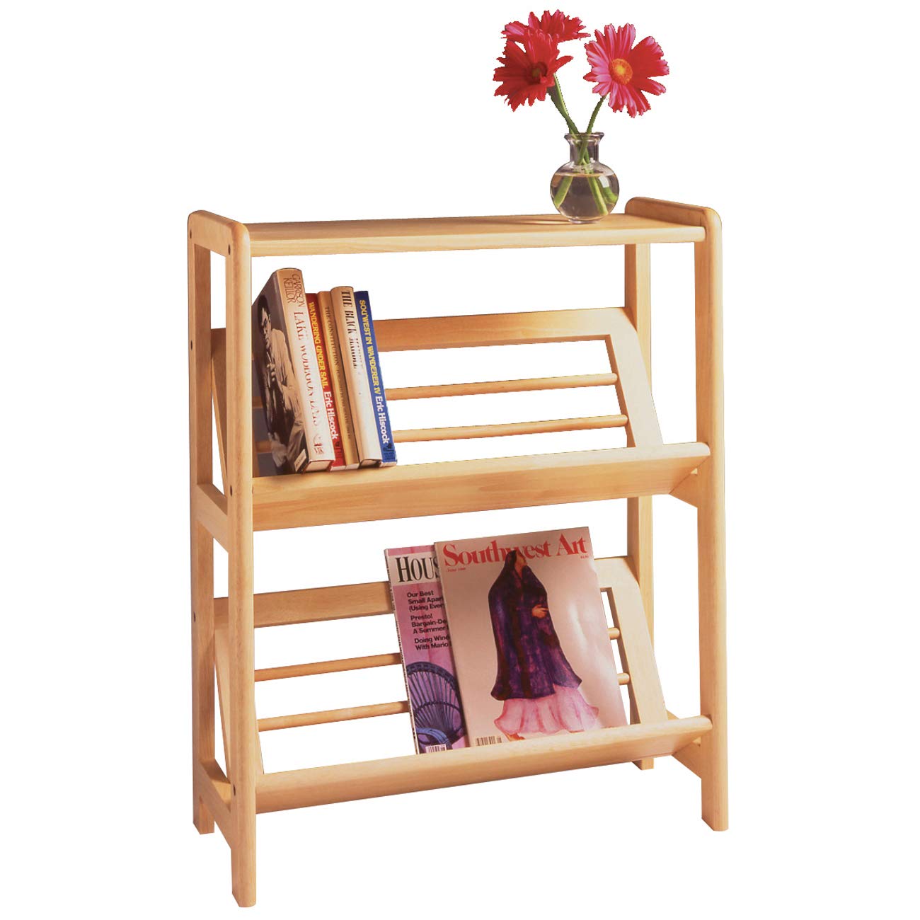 Shelf | 2-Tier Tilted Bookshelf | 24W x 10D x 30.1H | Natural Finish | Solid & Composite Wood | 15.65 lbs | Easy Assembly | casafoyer.myshopify.com