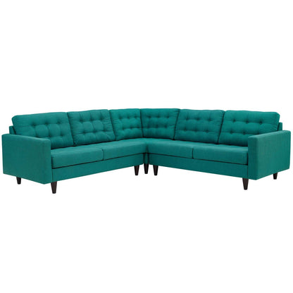 kitchen and dining room sets | CasaFoyer Empress | 3-Piece Upholstered Fabric Sectional Sofa Set | Tufted Buttons | Plush Cushions | Solid Wood Legs | Teal | casafoyer.myshopify.com