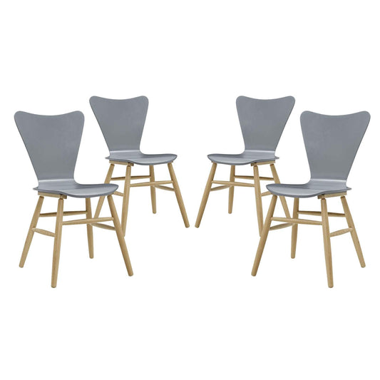 home office desk chairs | CasaFoyer Cascade Dining Chair Set of 4 | Mid-Century Modern Design | Contoured Seat & Flared Back | Painted Bentwood | Beechwood Legs | Gray | casafoyer.myshopify.com