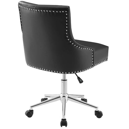 home office desk chairs | CasaFoyer Regent Button Tufted Upholstered Faux Leather Swivel Office Chair | Vintage Charm & Comfort | Metal Nailhead Trim | Padded Seat & Back | Chrome Base | 360 Swivel & Height Adjustment | 287 lbs Weight Capacity | casafoyer.myshopify.com