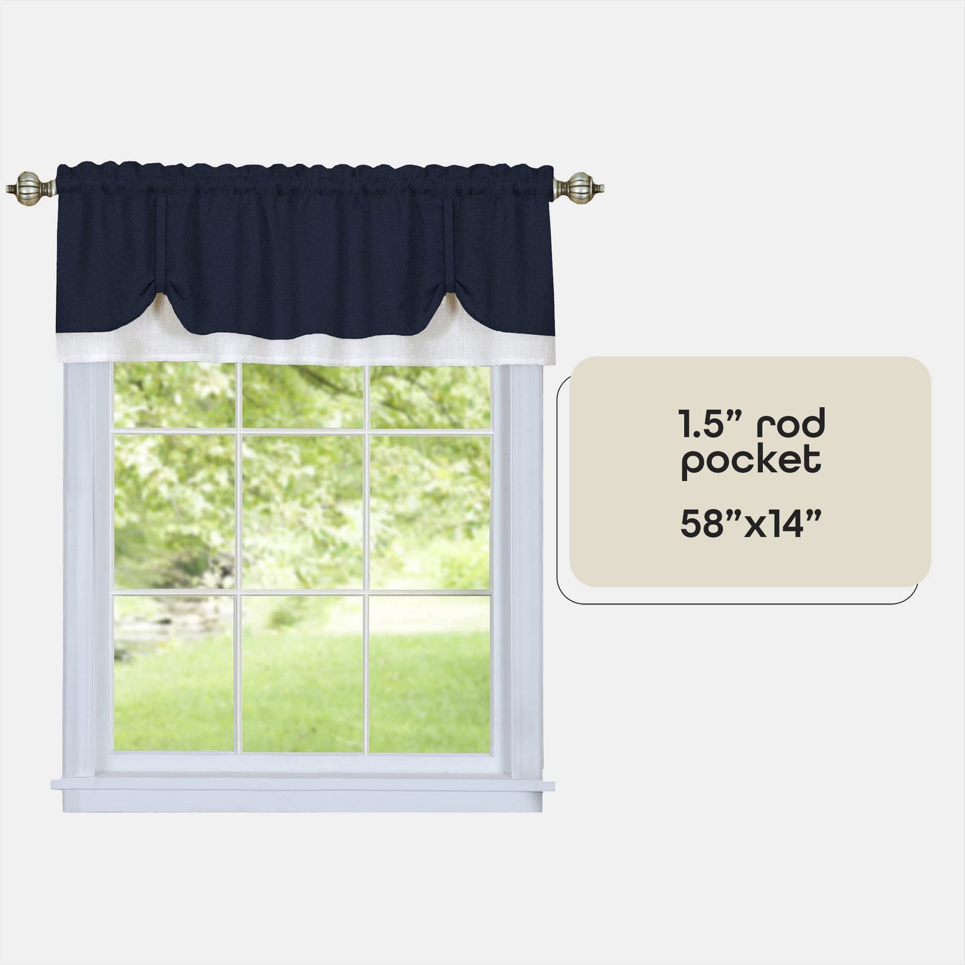 solar panels | CasaFoyer Darcy Window Curtain Valance | Polyester Fabric | 1.5 Rod Pocket | Kitchen Decor | Navy/White | 58x14 | casafoyer.myshopify.com