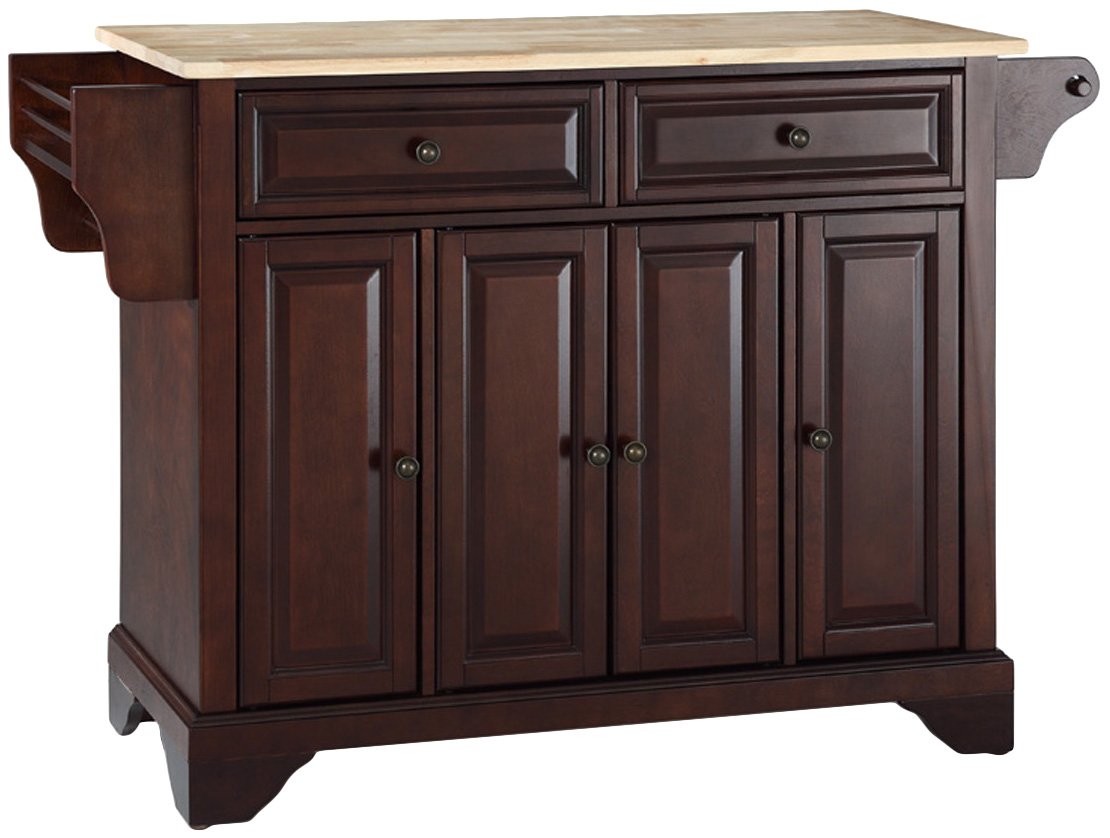 TABLE | Solid Hardwood Kitchen Island | Raised Panel Doors | Drawers | Adjustable Shelves | Stylish, Functional, Durable | Vintage Mahogany Finish | casafoyer.myshopify.com
