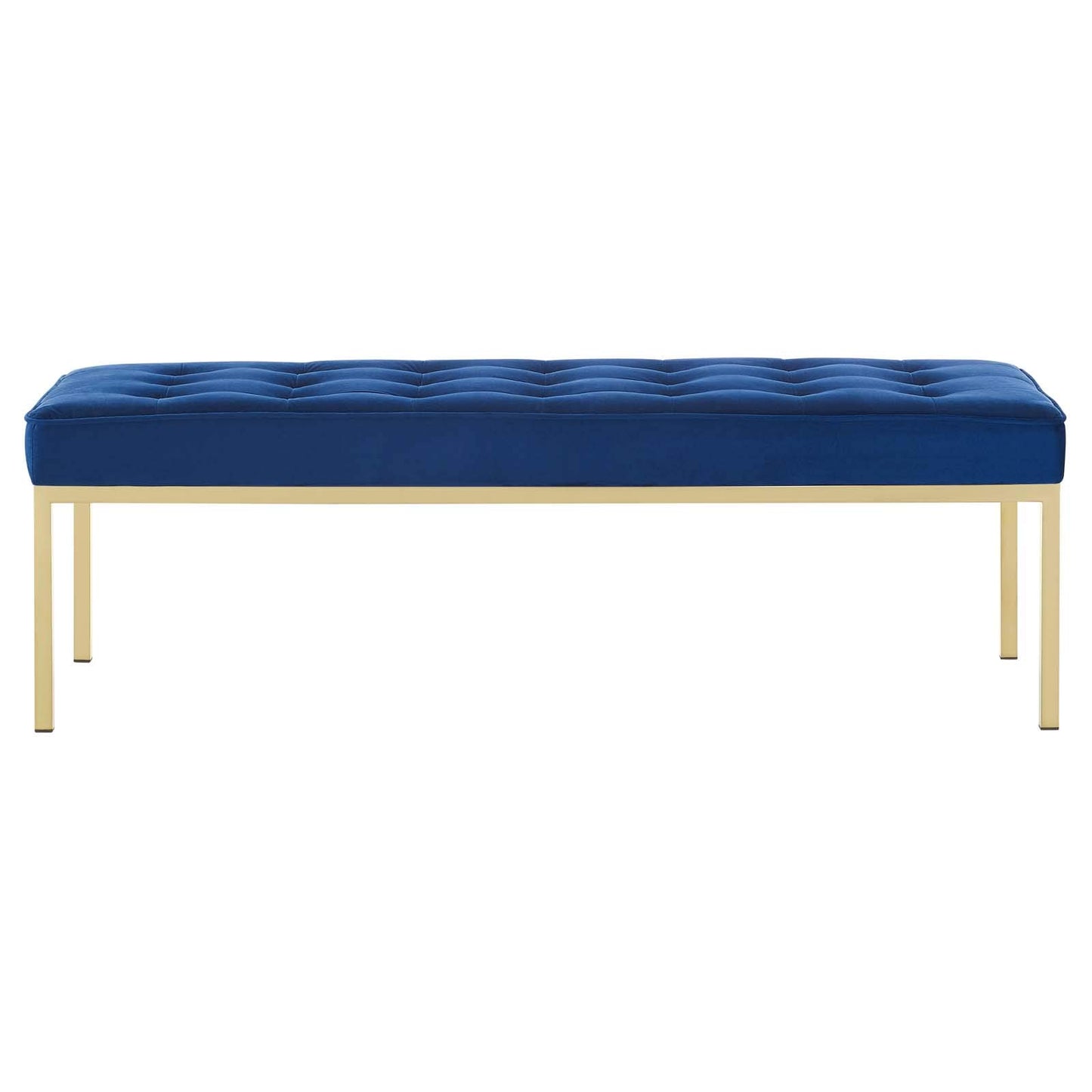 home office desk chairs | CasaFoyer Loft Button Tufted Performance Velvet Accent Bench | Gold Navy | Stainless Steel Frame | 300 lbs Weight Capacity | casafoyer.myshopify.com