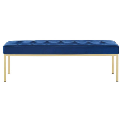 home office desk chairs | CasaFoyer Loft Button Tufted Performance Velvet Accent Bench | Gold Navy | Stainless Steel Frame | 300 lbs Weight Capacity | casafoyer.myshopify.com