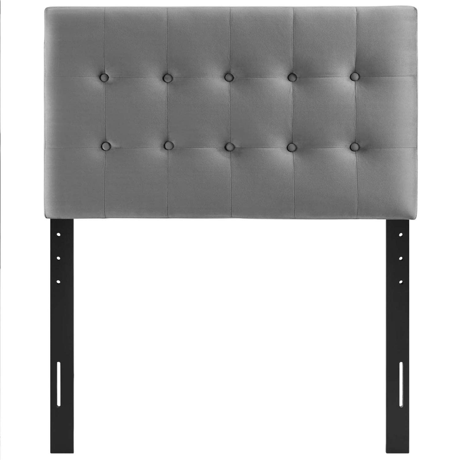 Bed | CasaFoyer Emily Biscuit Tufted Performance Velvet Twin Headboard | Timeless Charm | Contemporary Luxury | Stain-Resistant | Adjustable Height | Gray | casafoyer.myshopify.com