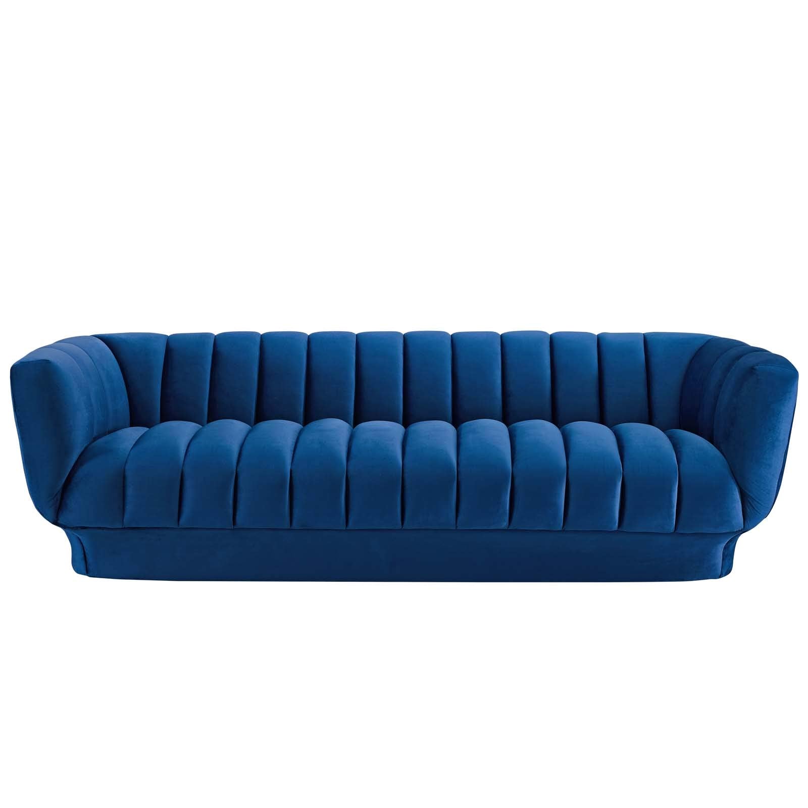 sofas | CasaFoyer Entertain Vintage-Inspired Sofa | Plush Tufted Stain-Resistant Velvet | Extra Wide 900 lbs Weight Capacity | Elegant Rimmed Base | Navy | casafoyer.myshopify.com