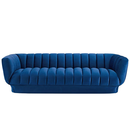 sofas | CasaFoyer Entertain Vintage-Inspired Sofa | Plush Tufted Stain-Resistant Velvet | Extra Wide 900 lbs Weight Capacity | Elegant Rimmed Base | Navy | casafoyer.myshopify.com