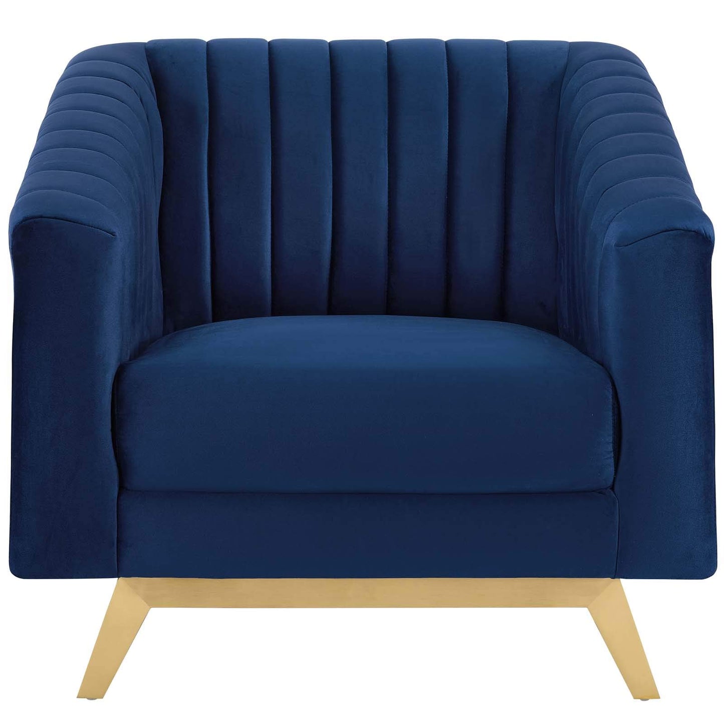 home office desk chairs | CasaFoyer Valiant Performance Velvet Armchair | Retro Modern Design | Vertical Channel Tufting | Stain-Resistant Upholstery | Gold Stainless Steel Legs | casafoyer.myshopify.com