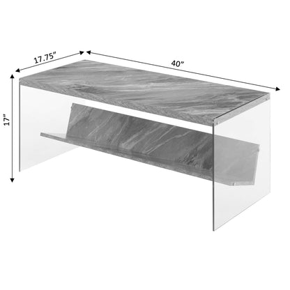 TABLE | Ergode SoHo Coffee Table with Shelf | Contemporary Design | Tempered Glass Sides | Spacious Tabletop | Portable | Ideal for Living Room, Office, or Entertainment Space | Lower Shelf for Storage | casafoyer.myshopify.com