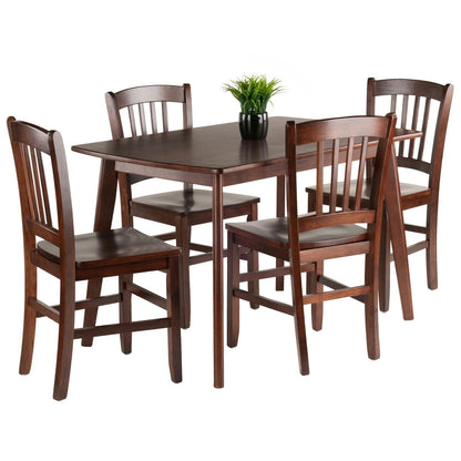 childrens table and chair sets | CasaFoyer Elegant 5-Piece Shaye Dining Table Set | Solid Wood | Walnut Finish | Modern Design | 4 Slat Back Chairs | Easy Assembly | 47.2W x 29.5D x 29H | casafoyer.myshopify.com