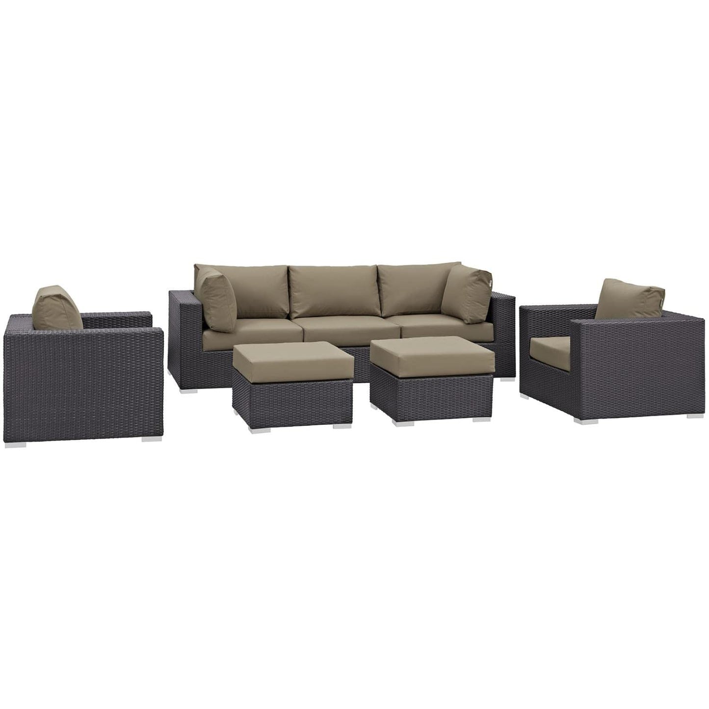 kitchen and dining room sets | CasaFoyer Convene Outdoor Sectional Set | Synthetic Rattan | Aluminum Frame | All-Weather Cushions | Patio Sofa, Armless Chair, Corner, Ottoman | Espresso Mocha | casafoyer.myshopify.com