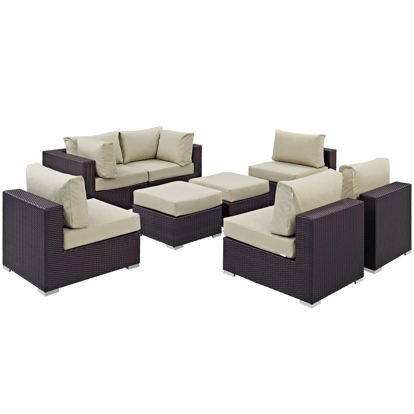 sofas | CasaFoyer Convene Outdoor Sectional Set | Durable Rattan Weave | Weather-Resistant Cushions | 8-Piece Patio Sofa Set | Espresso Beige | casafoyer.myshopify.com