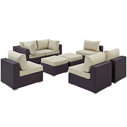 sofas | CasaFoyer Convene Outdoor Sectional Set | Durable Rattan Weave | Weather-Resistant Cushions | 8-Piece Patio Sofa Set | Espresso Beige | casafoyer.myshopify.com