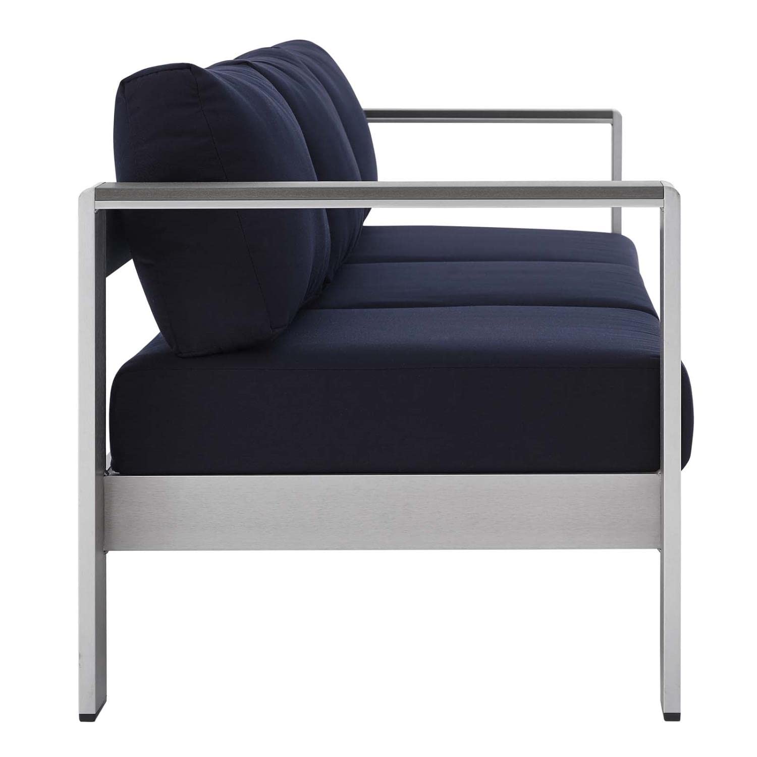 sofas | CasaFoyer Shore Outdoor Aluminum Sofa | Weather-Resistant Sunbrella Fabric | Sturdy Anodized Frame | Perfect for Outdoor Relaxation | Silver Navy | casafoyer.myshopify.com