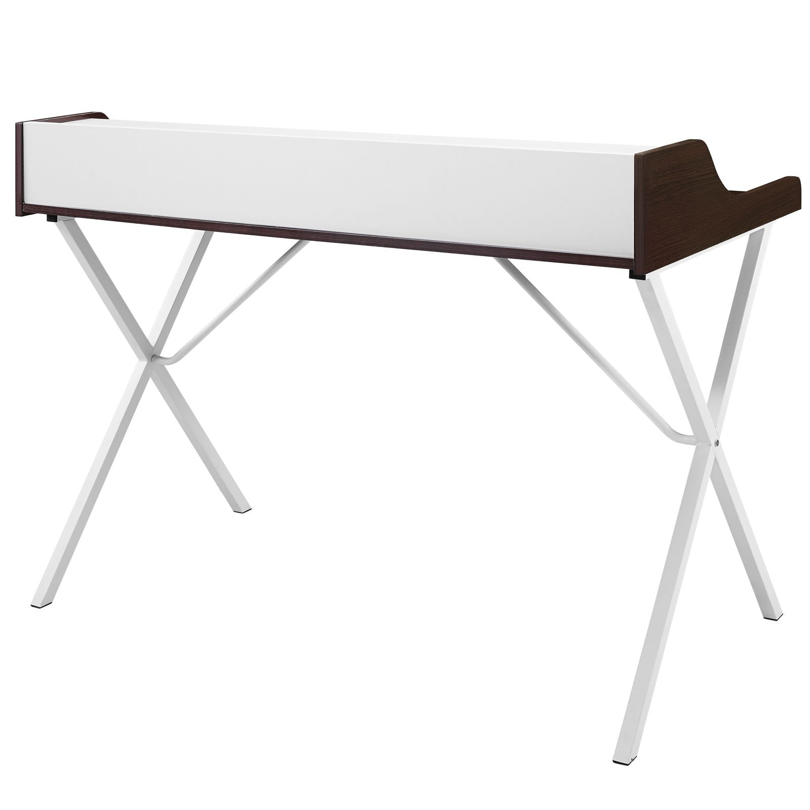 home office desks | Bin Desk | Stylish & Functional Workstation | Easy Access Storage | Wood-Grained Melamine Top | White Metal A-Frame Design | Scratch-Resistant | Contemporary & Traditional Decor | Includes 4 Foot Pads | casafoyer.myshopify.com