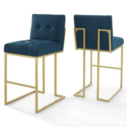 barstools | CasaFoyer Privy Bar Stool Set of 2 | Gold Stainless Steel | Plush Fabric Upholstery | No Assembly | 331 lbs Capacity | casafoyer.myshopify.com