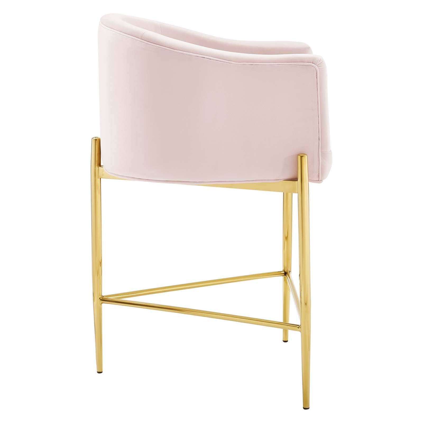 barstools | CasaFoyer Savour Tufted Performance Velvet Counter Stool Set of 2 | Elegant Design | Stain-Resistant | Comfortable Seating | Chrome Gold Frame | Pink | casafoyer.myshopify.com