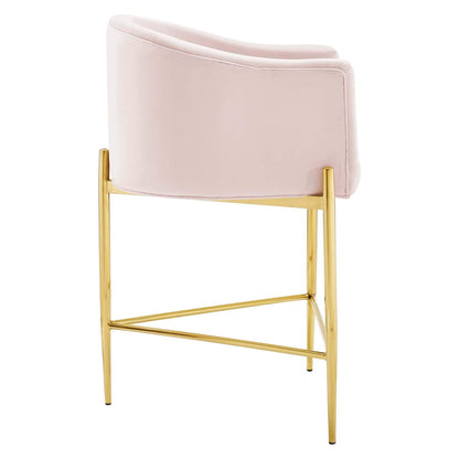 barstools | CasaFoyer Savour Tufted Performance Velvet Counter Stool Set of 2 | Elegant Design | Stain-Resistant | Comfortable Seating | Chrome Gold Frame | Pink | casafoyer.myshopify.com