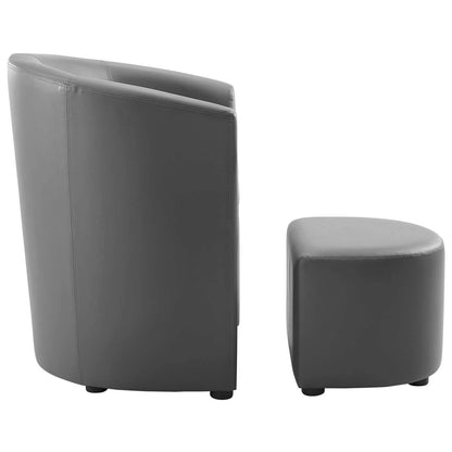 Chair | Divulge Faux Leather Armchair | Self-Storage Ottoman | Gray | Sleek & Modern Design | Dense Foam Padding | Luxurious Upholstery | Ideal for Living Room, Lounge or Reception Area | casafoyer.myshopify.com