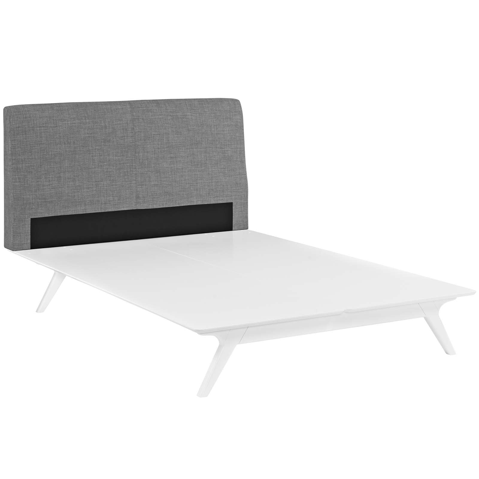 Bed | CasaFoyer  Tracy King Size Platform Bed | Durable MDF | Open Design | Foam Padded Headboard | Easy to Maintain | White Finish | casafoyer.myshopify.com