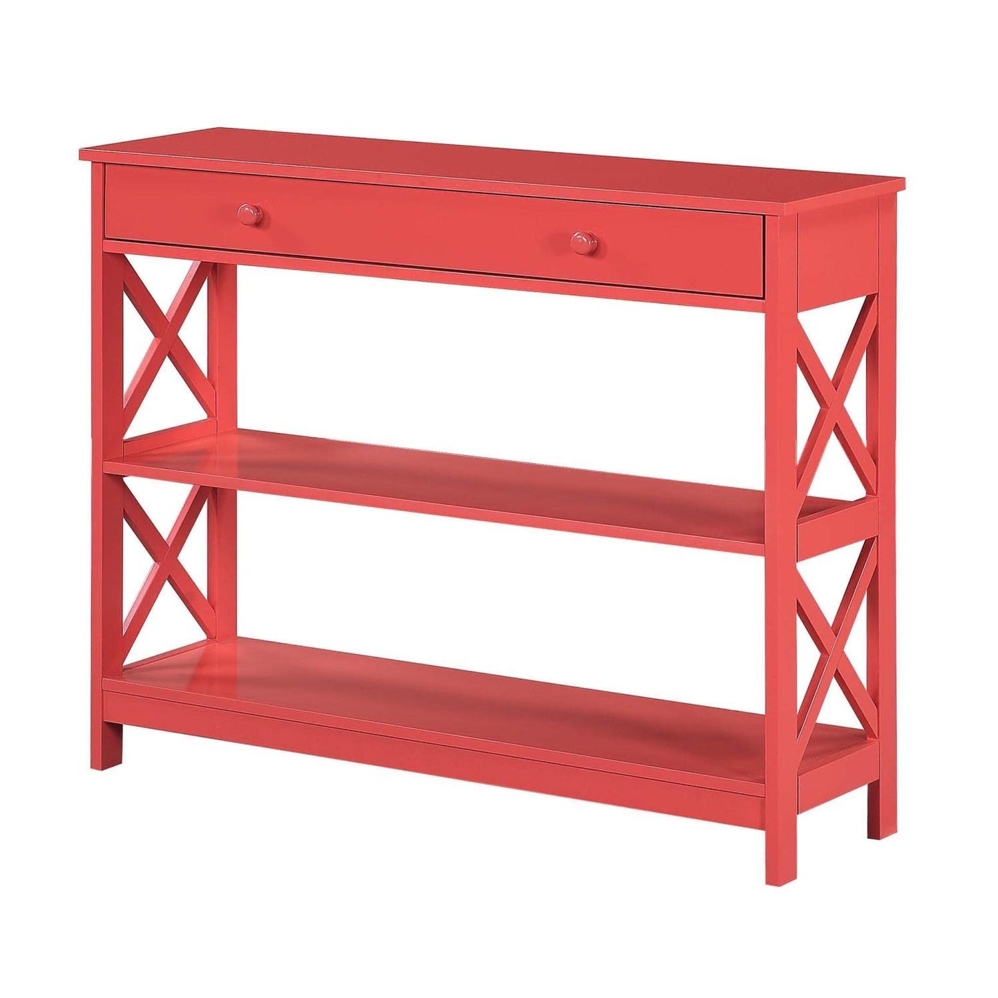 TABLE | Oxford 1 Drawer Console Table with Shelves | Ample Storage | Modern X Pattern Design | Durable Construction | Versatile & Complements Any Decor | casafoyer.myshopify.com