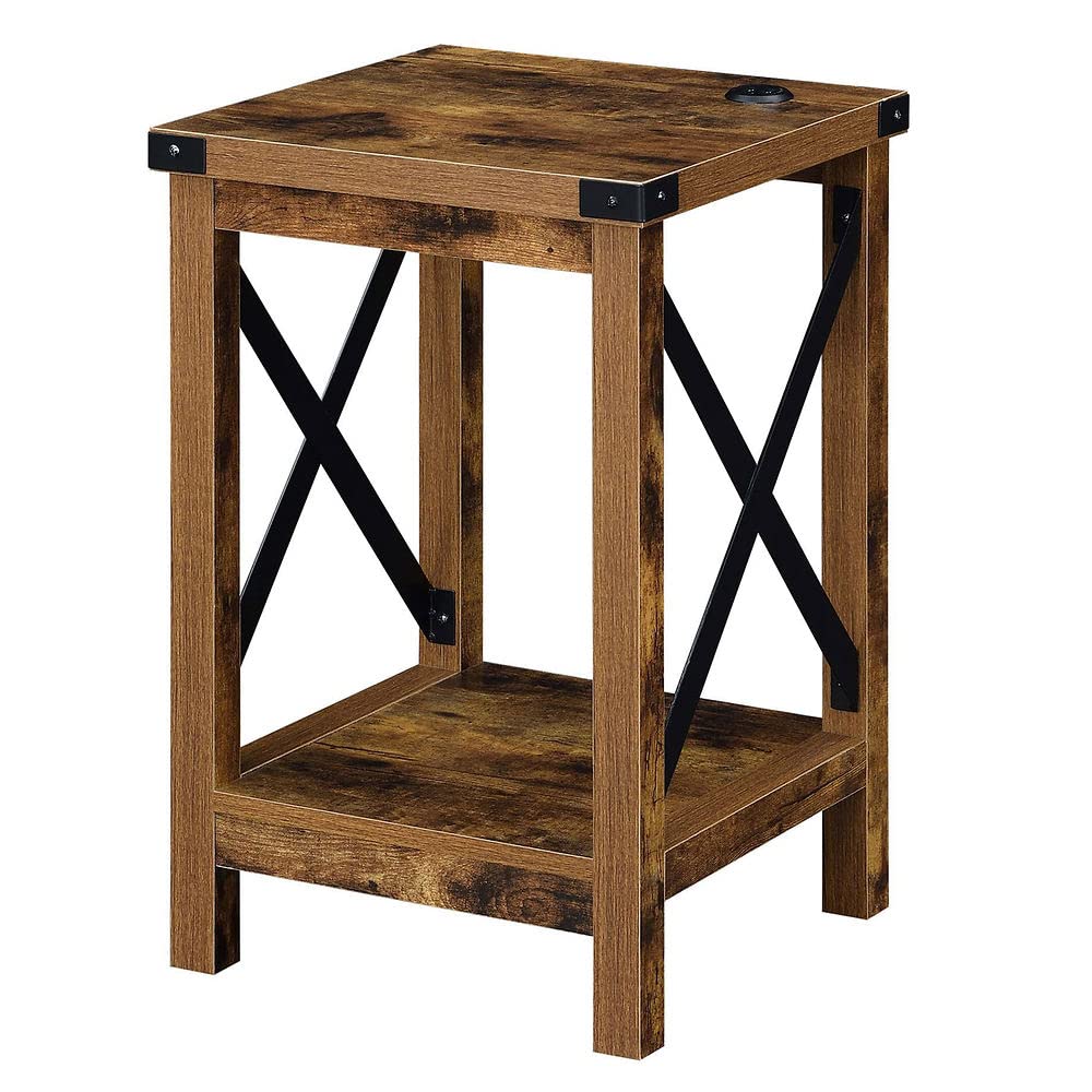 TABLE | Durango End Table with Charging Station & Shelf | Industrial Style | USB Ports | Cord Management | Durable Construction | Ergode | casafoyer.myshopify.com