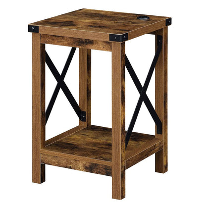TABLE | Durango End Table with Charging Station & Shelf | Industrial Style | USB Ports | Cord Management | Durable Construction | Ergode | casafoyer.myshopify.com