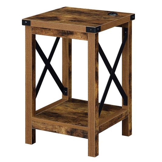 TABLE | Durango End Table with Charging Station & Shelf | Industrial Style | USB Ports | Cord Management | Durable Construction | Ergode | casafoyer.myshopify.com