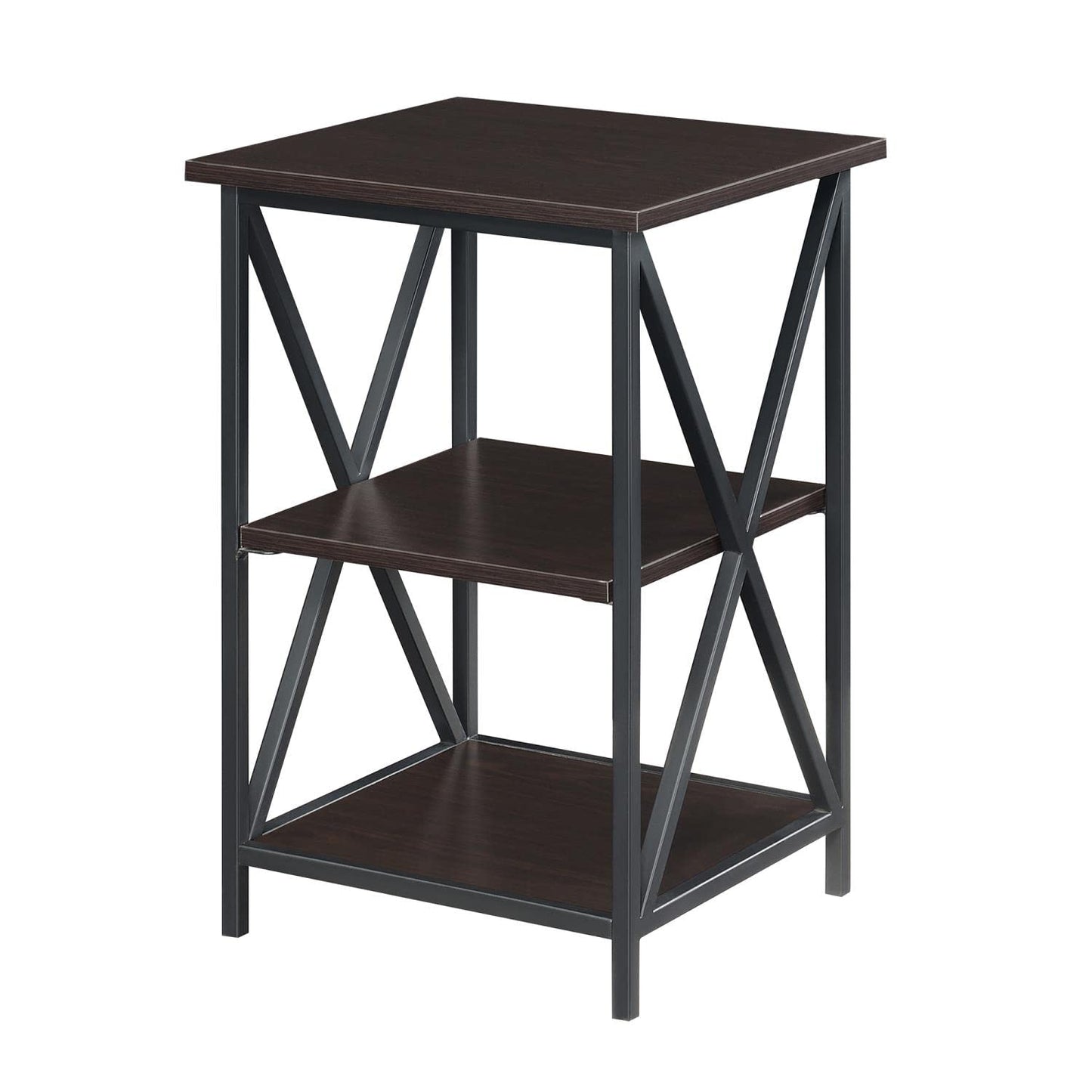 TABLE | Tucson End Table with Shelves | Sleek & Contemporary Metal Frame | 3 Levels of Open Shelving | Durable & Stylish | Ergode | casafoyer.myshopify.com