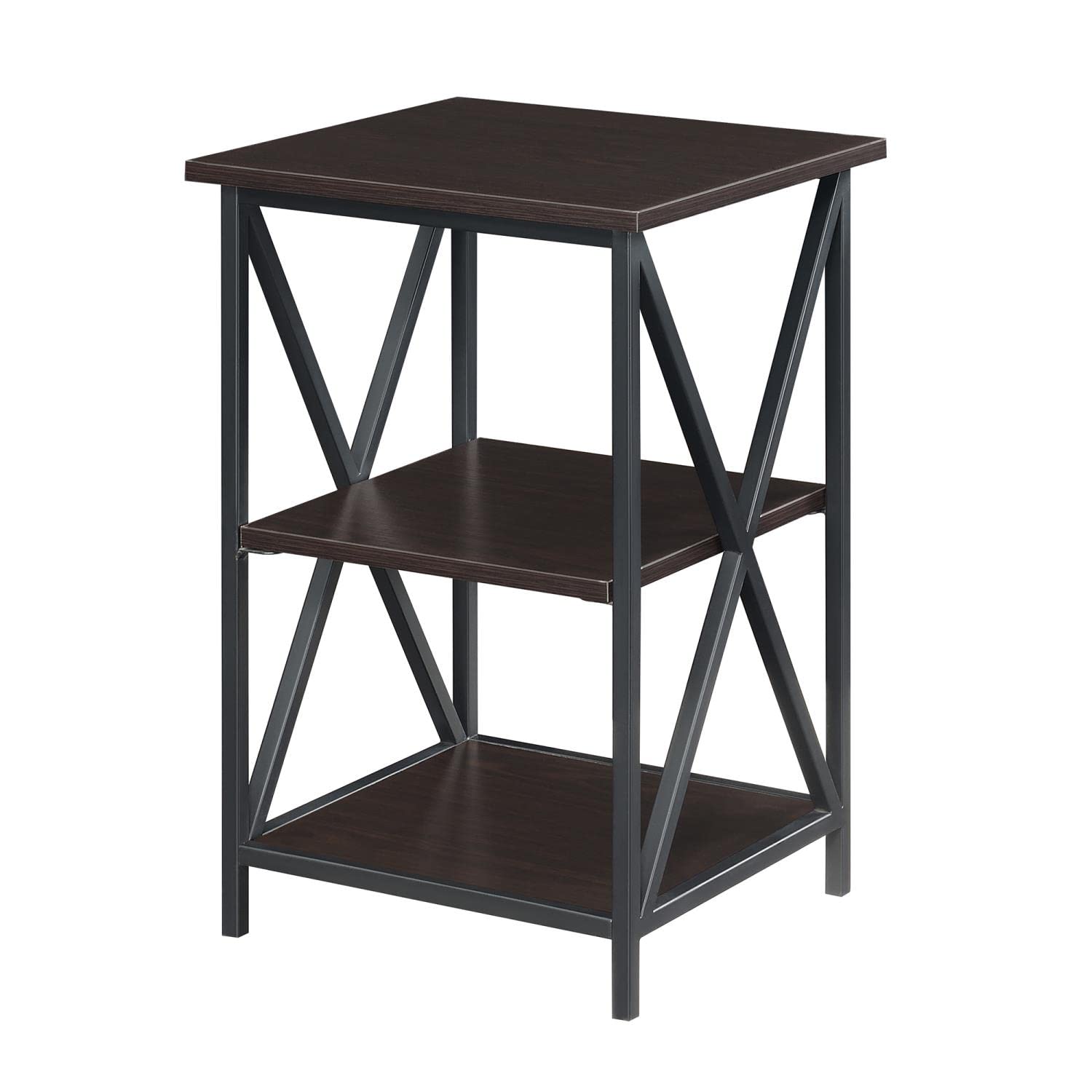 TABLE | Tucson End Table with Shelves | Sleek & Contemporary Metal Frame | 3 Levels of Open Shelving | Durable & Stylish | Ergode | casafoyer.myshopify.com