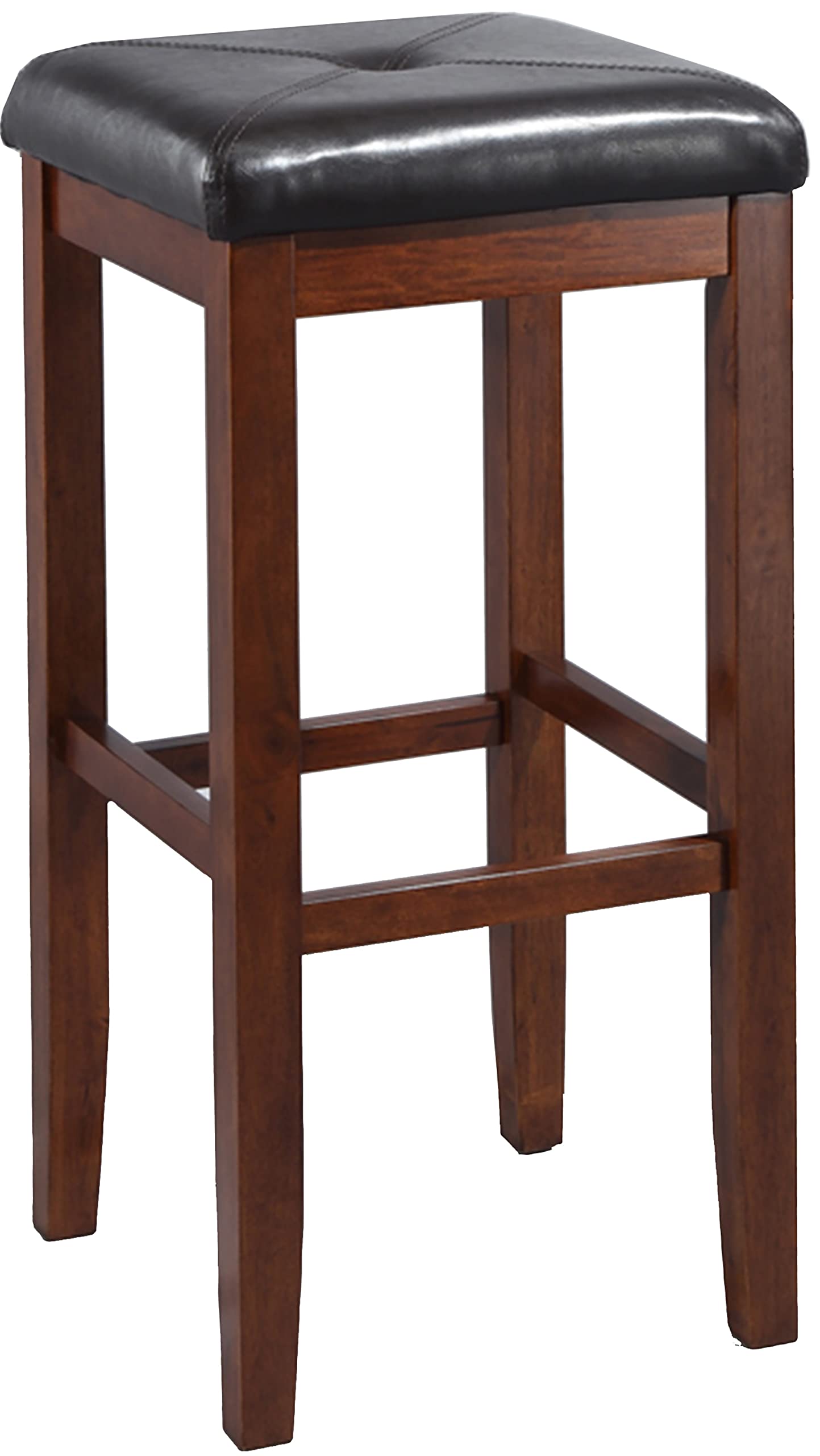 STOOL_SEATING | Upholstered Square Seat Stool | Solid Hardwood Construction | Simulated Brown Leather | 29 Seat Height | Ideal for 42 Bar or Pub Tables | Versatile & Chic | casafoyer.myshopify.com