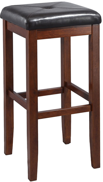 STOOL_SEATING | Upholstered Square Seat Stool | Solid Hardwood Construction | Simulated Brown Leather | 29 Seat Height | Ideal for 42 Bar or Pub Tables | Versatile & Chic | casafoyer.myshopify.com