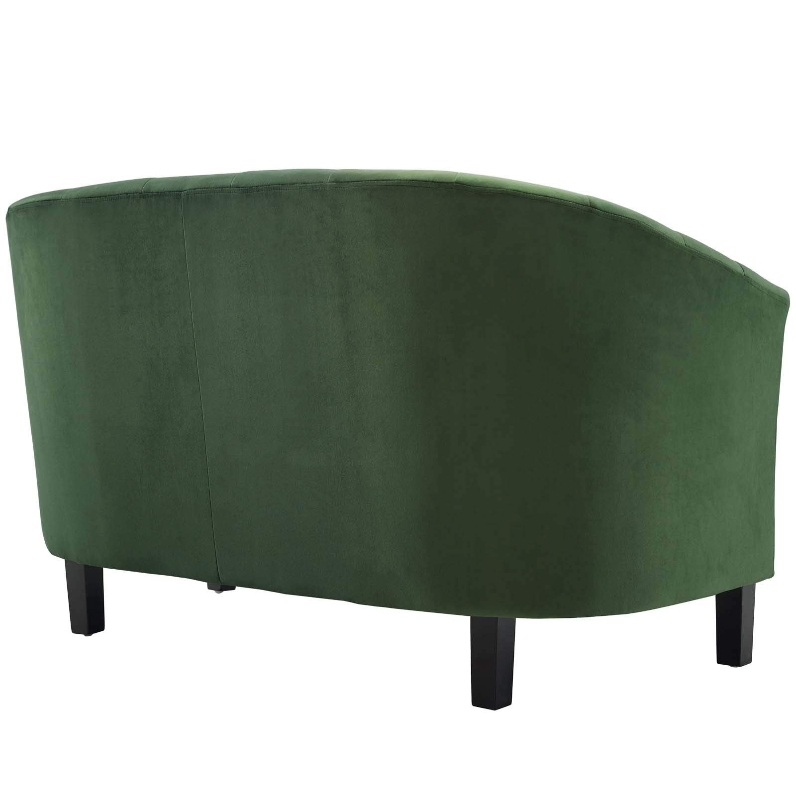sofas | CasaFoyer Prospect Performance Velvet Loveseat | Modern Twist | Stain-Resistant | Elegant Channel Tufting | Retro Design | Comfortable & Durable | Emerald | casafoyer.myshopify.com