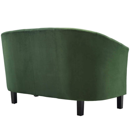 sofas | CasaFoyer Prospect Performance Velvet Loveseat | Modern Twist | Stain-Resistant | Elegant Channel Tufting | Retro Design | Comfortable & Durable | Emerald | casafoyer.myshopify.com