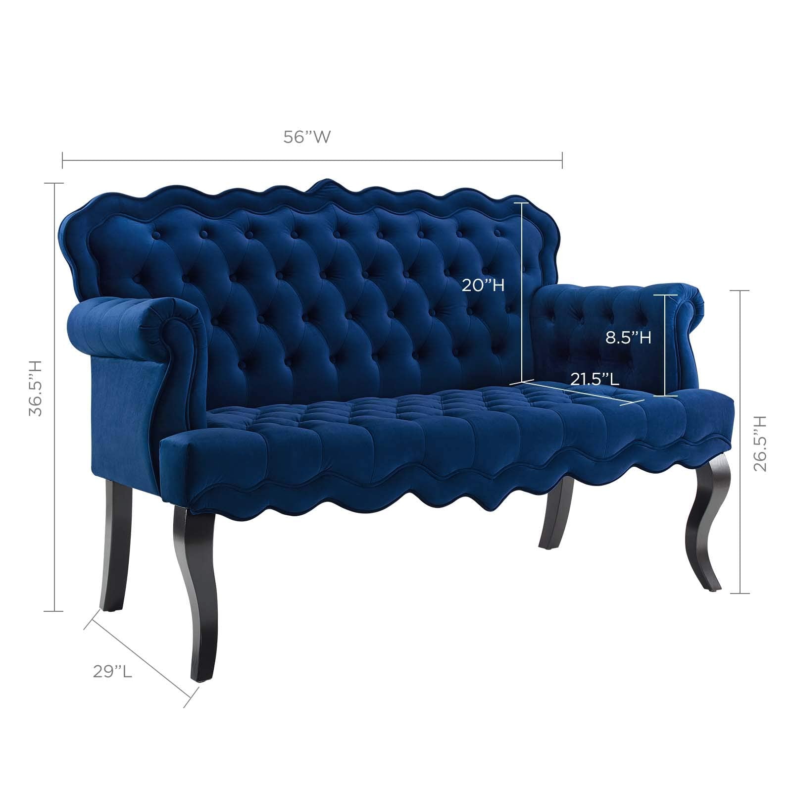 sofas | CasaFoyer Viola Chesterfield Style Loveseat Settee | Regal Opulence | Button Tufted | Performance Velvet | Navy | casafoyer.myshopify.com