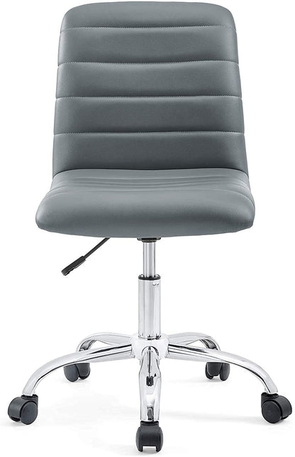 Chair | Ripple Mid Back Office Chair | Chrome Steel Frame | Dual-Wheel Casters | Padded Vinyl Upholstery | Height Adjustable | 360-degree Swivel | casafoyer.myshopify.com