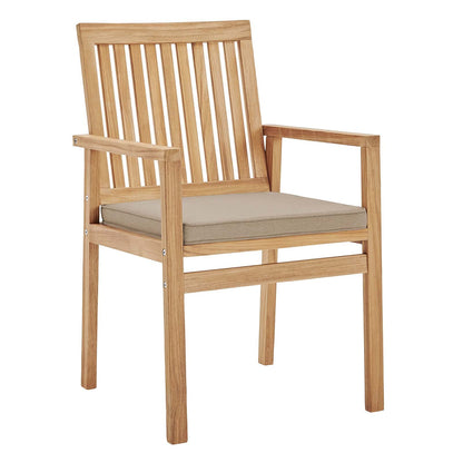 patio bistro sets | CasaFoyer Farmstay Outdoor Patio Teak Wood Dining Armchair | Sleek Design | All-Weather Cushion | Durable & Comfortable | Natural Taupe | casafoyer.myshopify.com