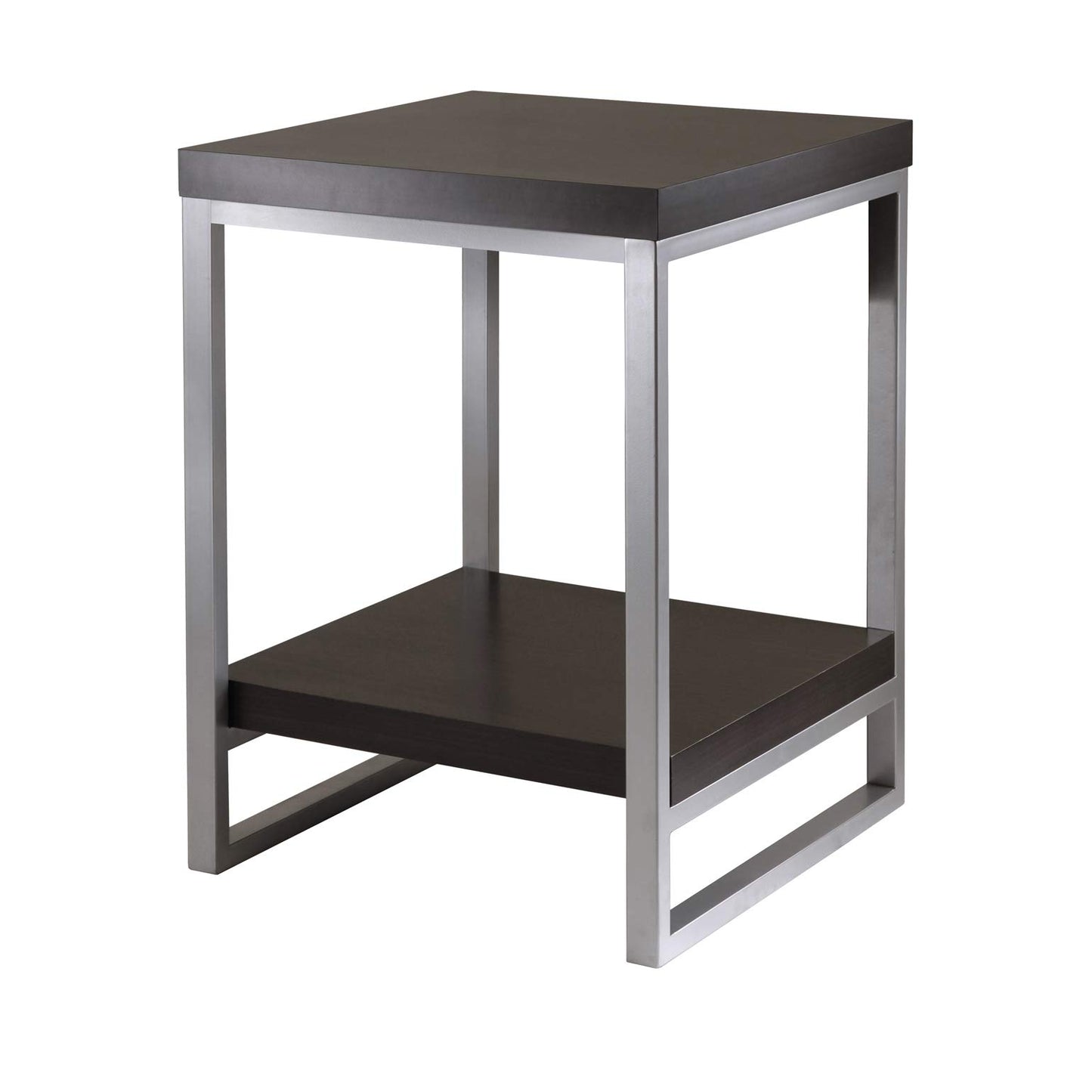 TABLE | Ergode Jared Collection | Contemporary Metal Frame End Table | 18.03W x 18.03D x 24.49H | Pewter Finish | Melamine Top | Assembly Required | casafoyer.myshopify.com