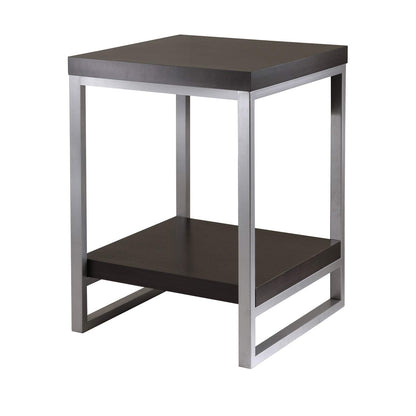 TABLE | Ergode Jared Collection | Contemporary Metal Frame End Table | 18.03W x 18.03D x 24.49H | Pewter Finish | Melamine Top | Assembly Required | casafoyer.myshopify.com