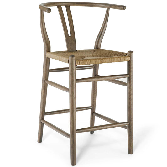 barstools | CasaFoyer Amish Wooden Counter Stool | Rustic Design | Mid-Century Modern Style | Elm Wood Armrest | Woven Paper Rope Seat | Fully Assembled | Ideal for Bistro, Bar, Lounge | 331 lbs Weight Capacity | casafoyer.myshopify.com