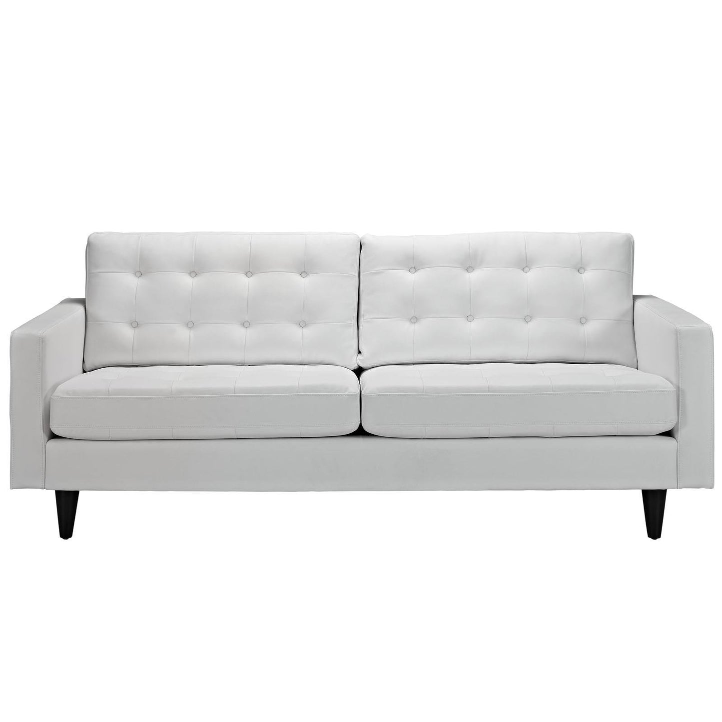 home office desk chairs | CasaFoyer Empress Tufted Button Sofa | Complete & Harmonious Furnishing | Luxurious Cushions | Regal Armrests | Solid Wood Legs | Bonded Leather Upholstery | White | casafoyer.myshopify.com