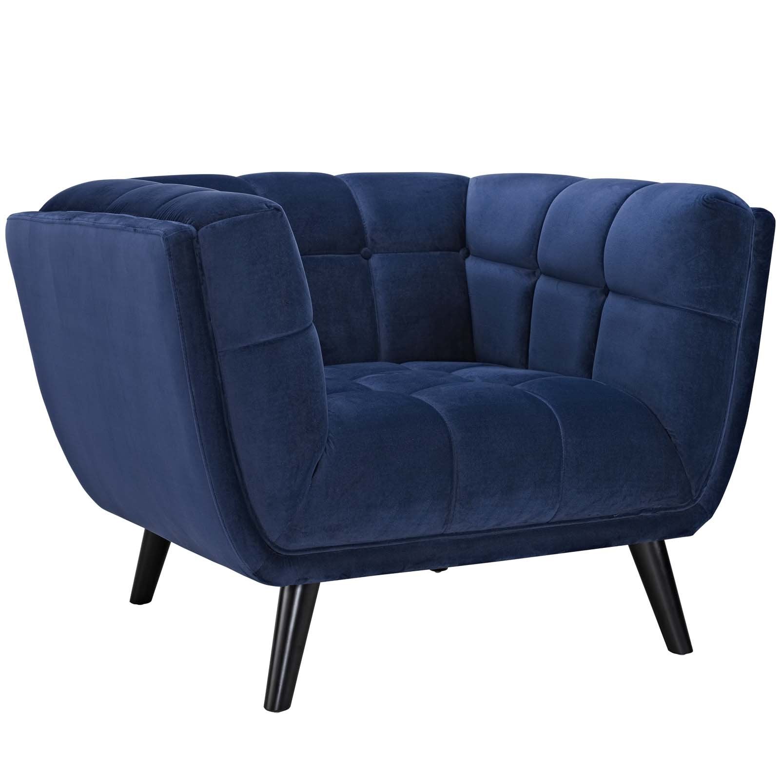 home office desk chairs | CasaFoyer Bestow Performance Velvet Armchair | Luxurious | Stain-Resistant | Button Tufted | Oversized Frame | Mid-Century, Modern Farmhouse, or Contemporary Interiors | Navy | casafoyer.myshopify.com