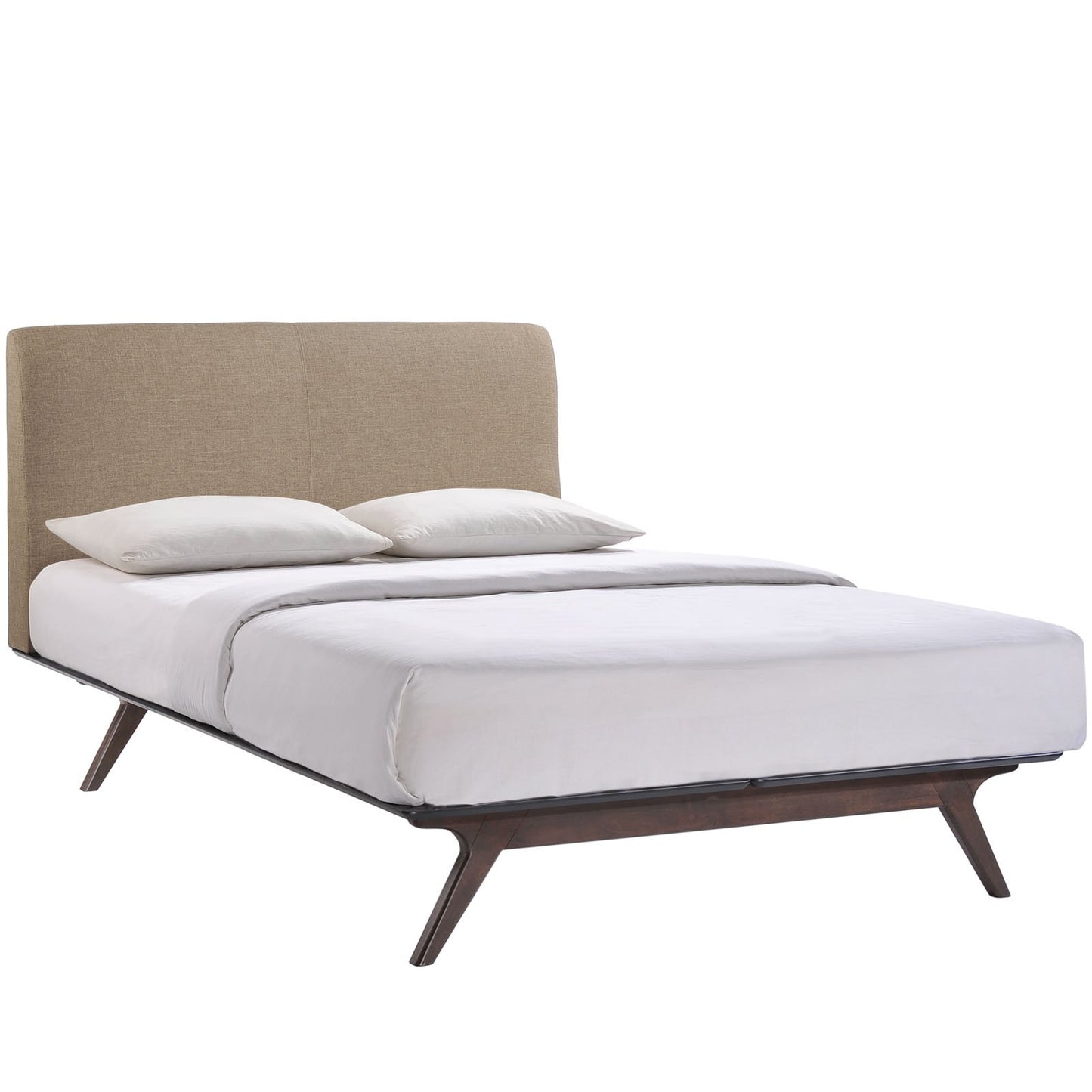 adjustable bed bases | CasaFoyer Tracy Queen Size Platform Bed | Toffee Brown Stained | Durable MDF | Open Design | Foam Padded Headboard | Easy Assembly | Spot Clean | No Boxspring Needed | casafoyer.myshopify.com
