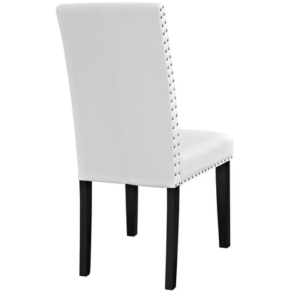 Dining Table | Parcel Upholstered Faux Leather Dining Side Chair | Modern Design | Nailhead Trim | Foam Padding | Tapered Wood Legs | Suitable for Dining, Living, Lounge, or Office | Assembly Required | 285 lbs Capacity | casafoyer.myshopify.com
