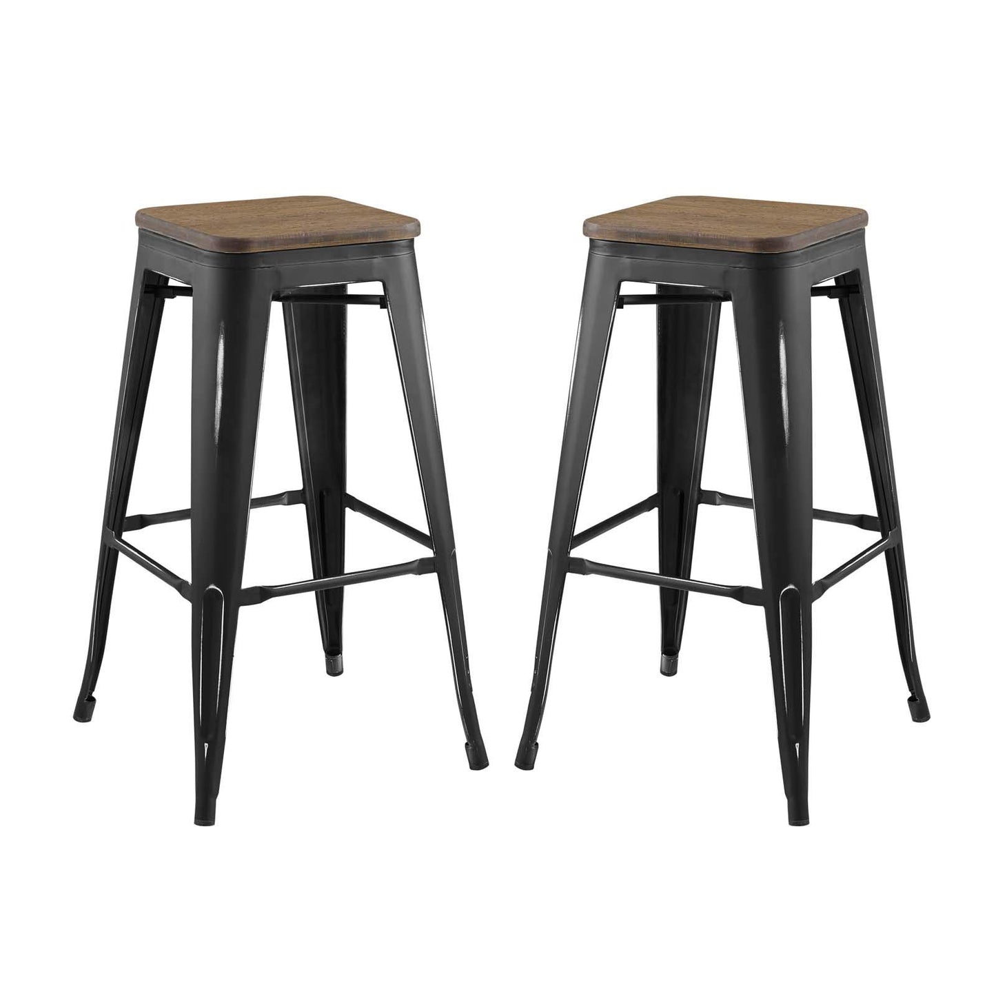 barstools | CasaFoyer Promenade Bamboo & Metal Bar Stool Set | Vintage Industrial Style | Enhance Interior Design | Set of 2 | casafoyer.myshopify.com