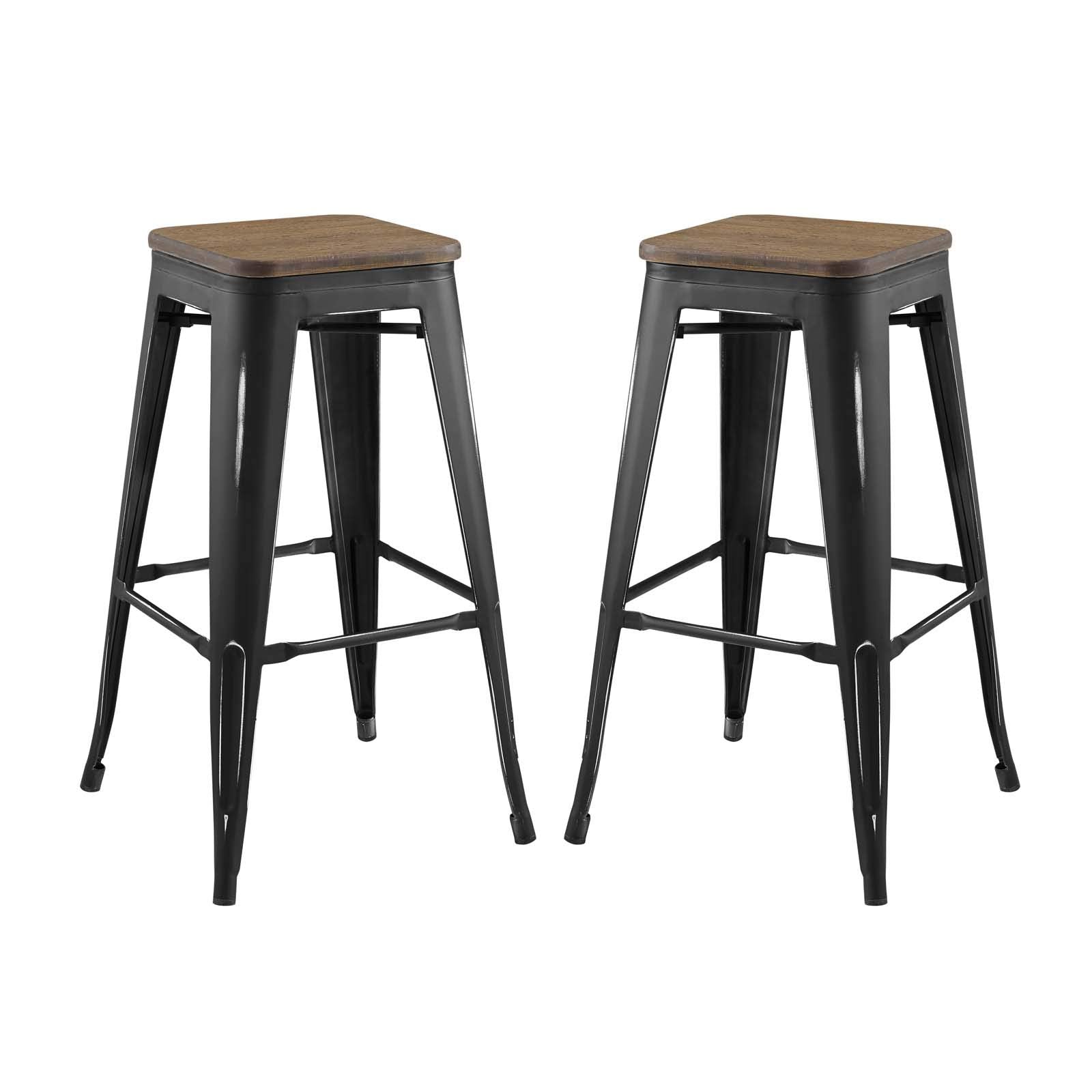 barstools | CasaFoyer Promenade Bamboo & Metal Bar Stool Set | Vintage Industrial Style | Enhance Interior Design | Set of 2 | casafoyer.myshopify.com