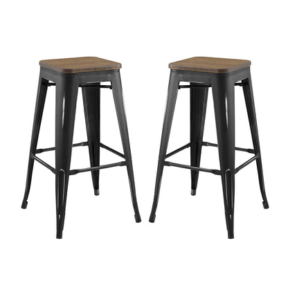 barstools | CasaFoyer Promenade Bamboo & Metal Bar Stool Set | Vintage Industrial Style | Enhance Interior Design | Set of 2 | casafoyer.myshopify.com